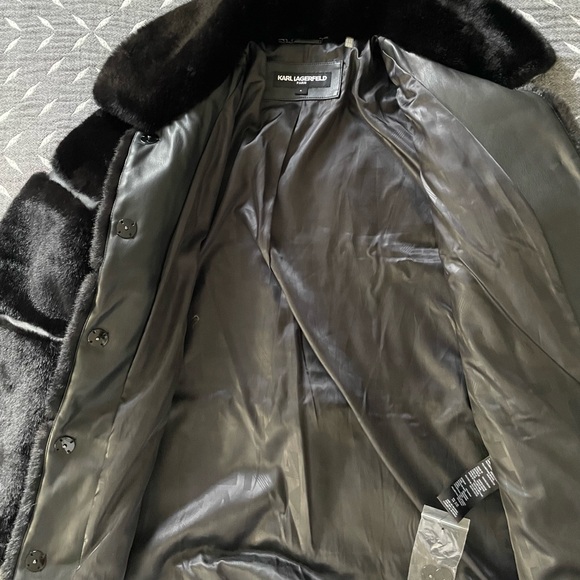 Karl Lagerfeld Black Faux Fur Coat - Picture 3 of 3